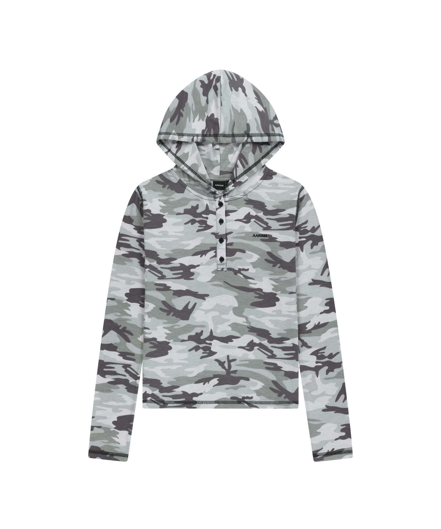 MUSINSA公式 | AAKAM Military Button Hoodie (Gray)