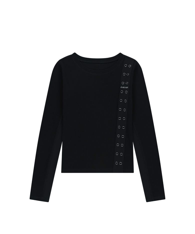 Side Eyelet Long Sleeve (Black)