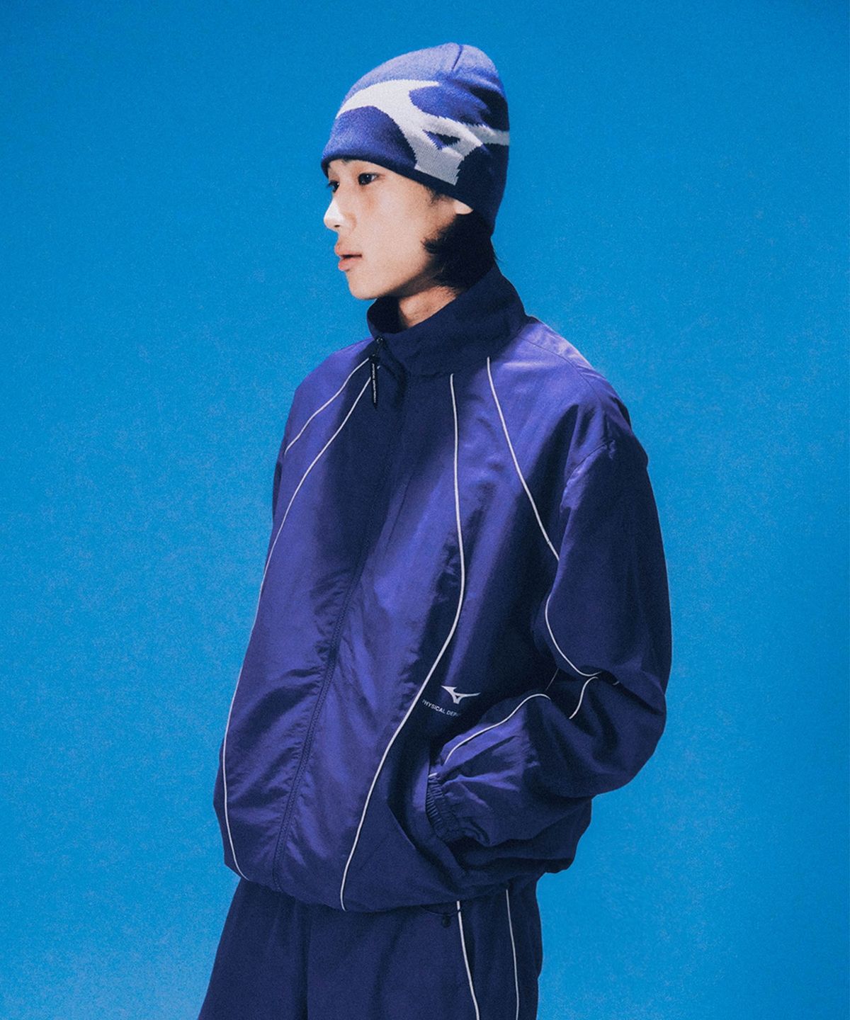 피지컬 디파트먼트(PHYSICAL DEPARTMENT) 피뎁트 X 미즈노 2WAY 파이핑 트랙자켓 블루