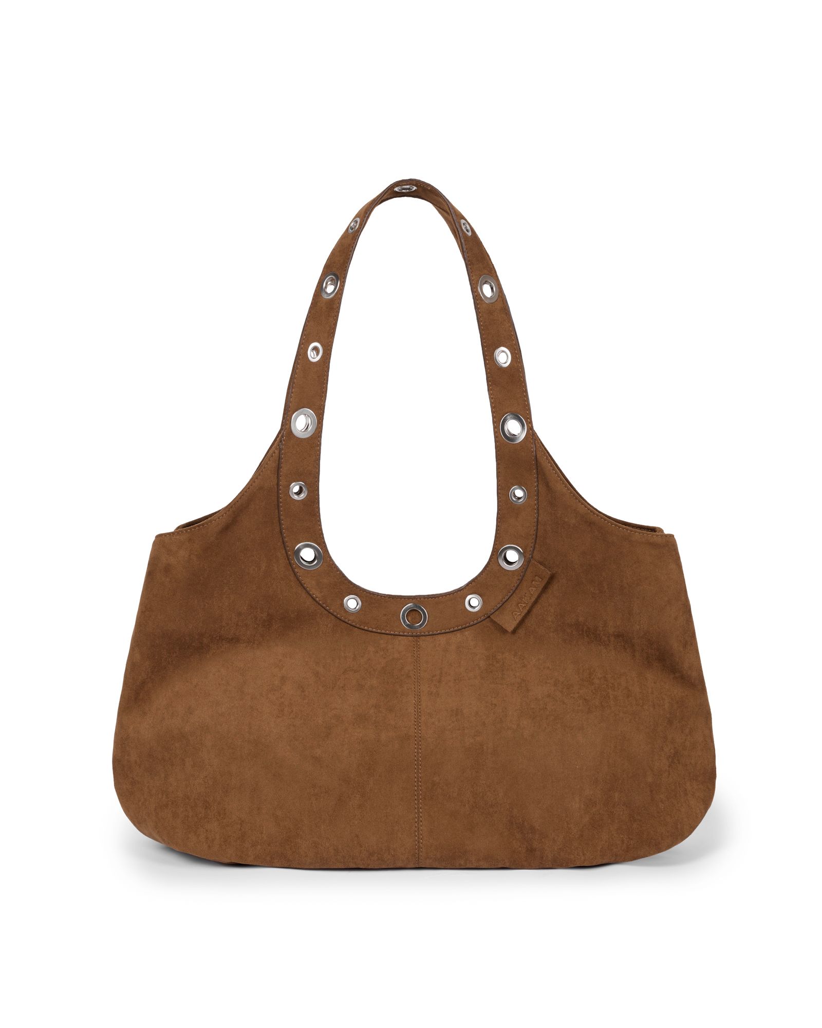 MUSINSA公式 | AAKAM Suede Eyelet Dumpling Bag (Camel)