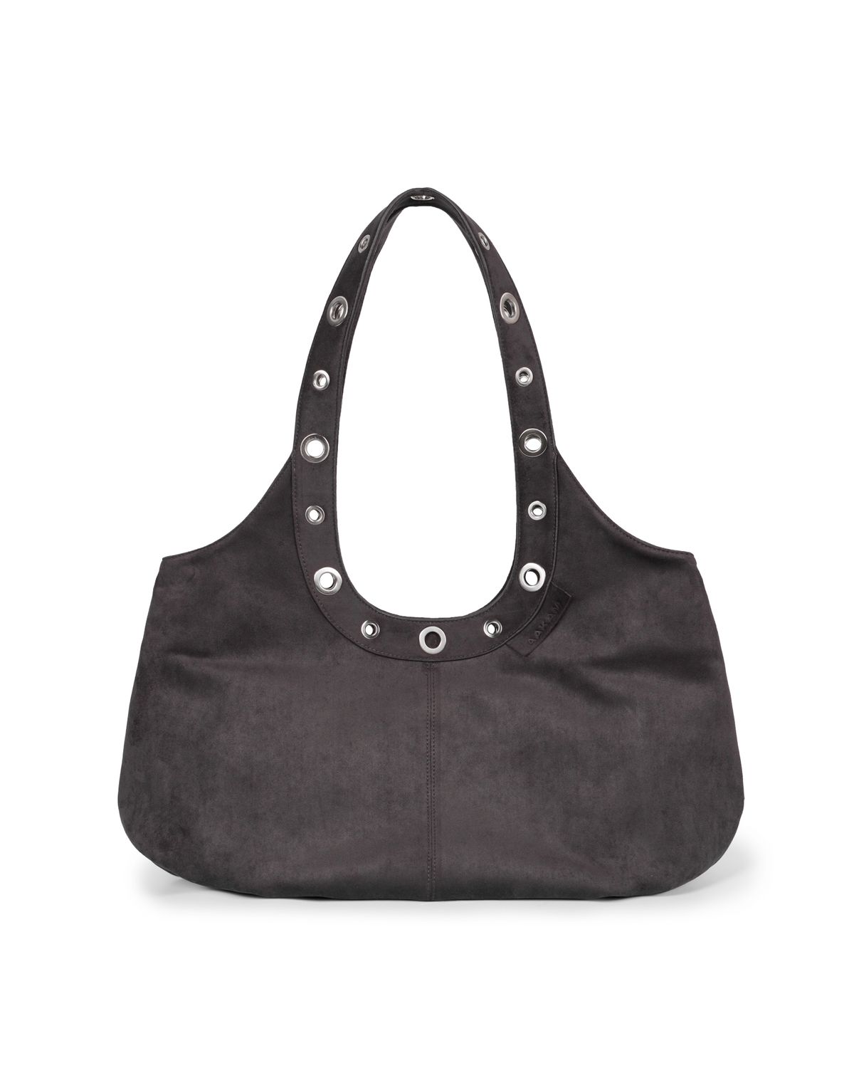 아캄(AAKAM) Suede Eyelet Dumpling Bag (Charcoal)