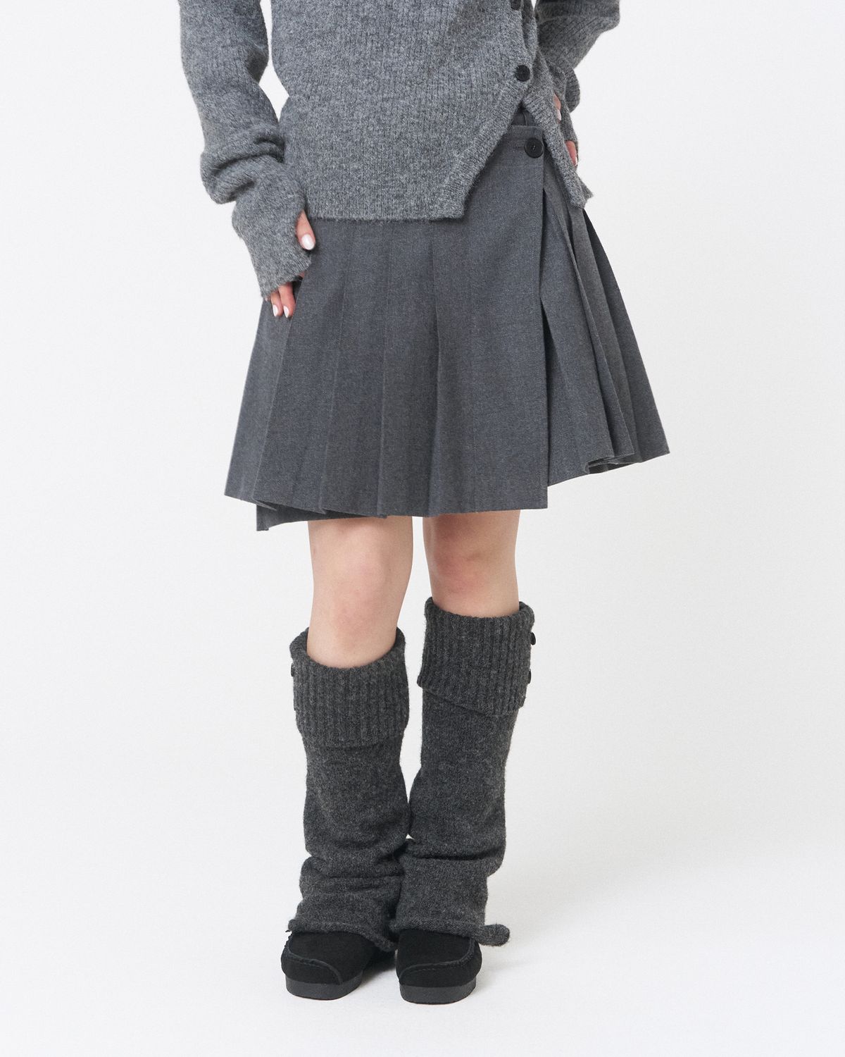 미세키서울(MISEKI SEOUL) Wabi origami pleats midi skirt DARK GREY