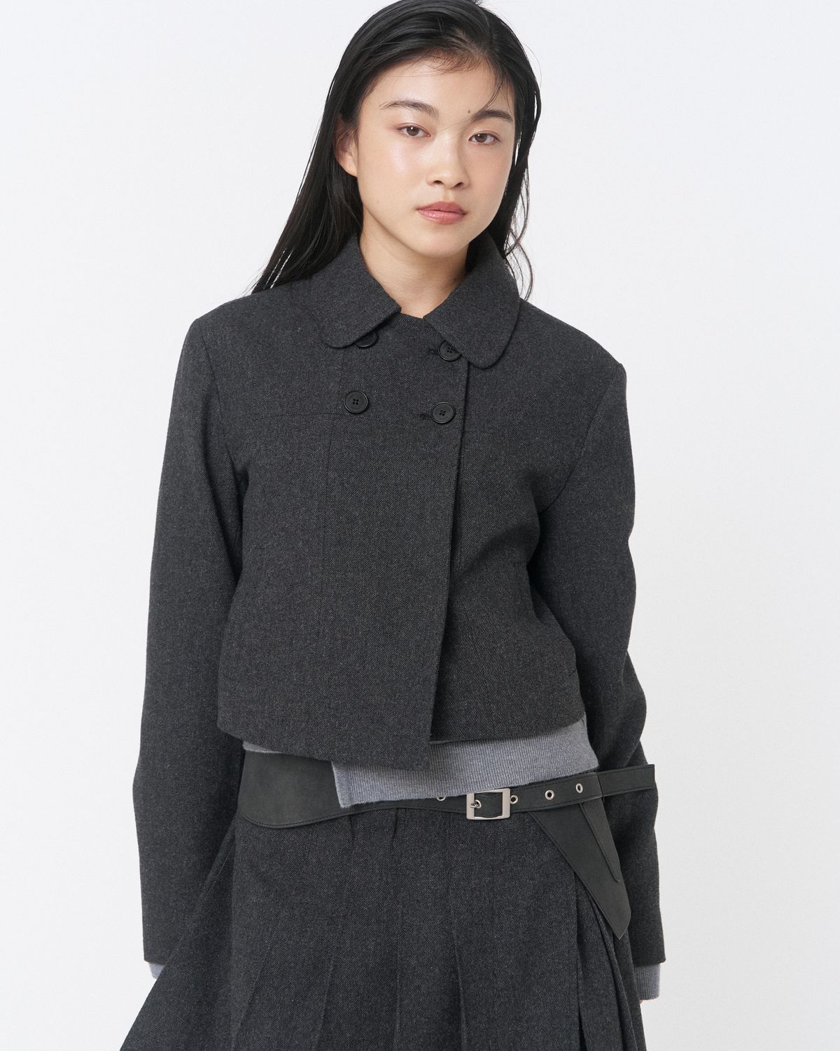 미세키서울(MISEKI SEOUL) Wabi Round collar double jacket CHARCOAL