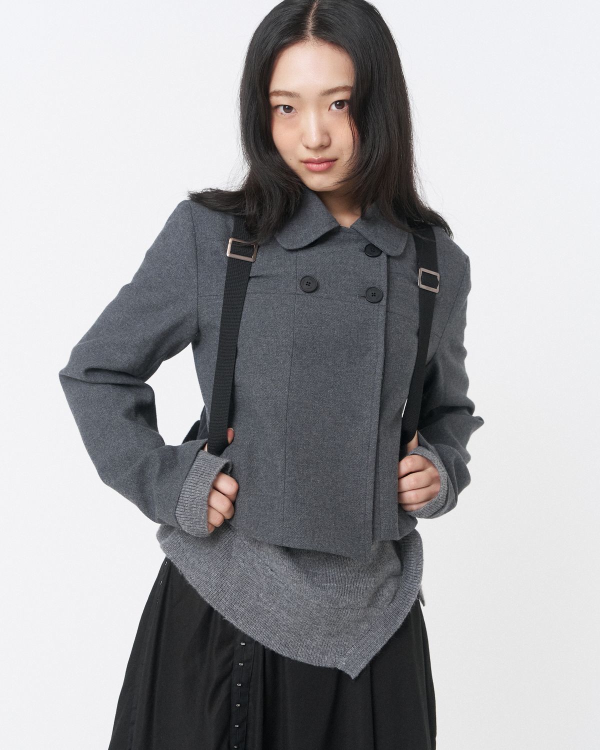 미세키서울(MISEKI SEOUL) Wabi Round collar double jacket DARK GREY