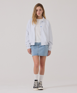 시그니처 바시티 자켓 우먼_화이트