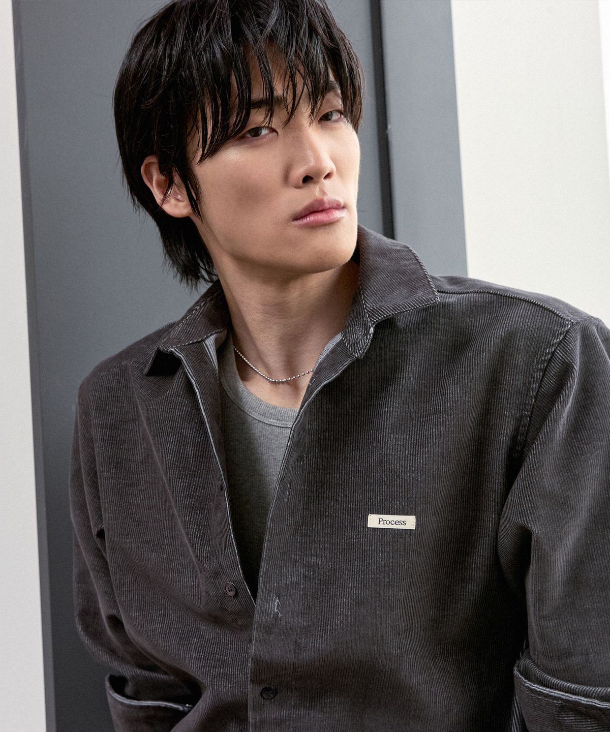 피알씨에스에스(PRCSS) Denim Corduroy Shirt - Charcoal