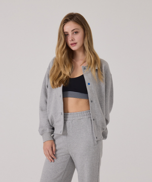 시그니처 바시티 자켓 우먼_그레이