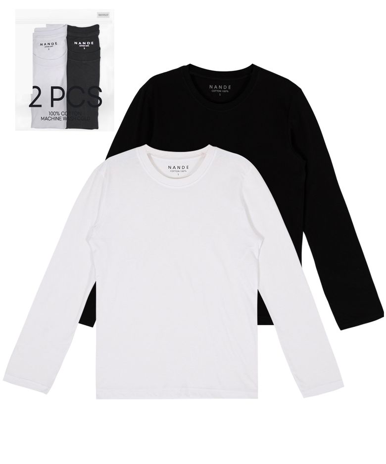 [2PACK] 20수 스텐다드 핏 프리미엄 긴팔 면티셔츠