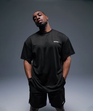 라이트 쿨 메쉬 오버핏 숏슬리브 블랙