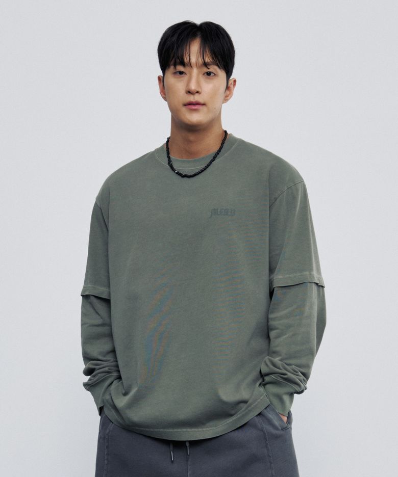 레이어드 그런지 피그먼트 롱 슬리브 카키