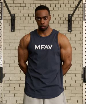 스컬프트 심볼 로고 슬리브리스 네이비