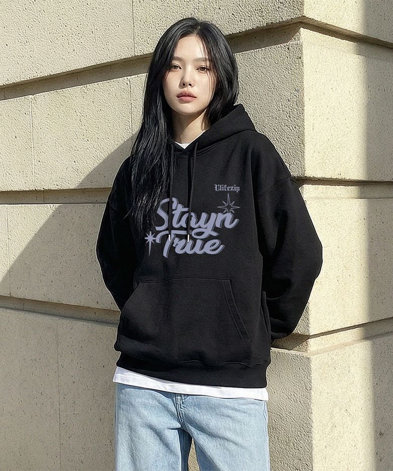 스테인트루 우먼 오버핏 후드티셔츠 4 Color [ULZI_0019]