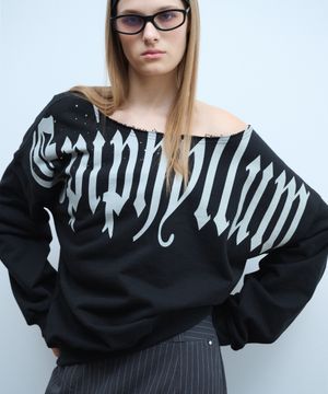 Epi Boat Neck Sweatshirt in Black