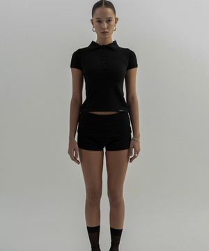 Flat Polo Top (BLACK)