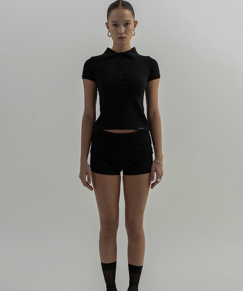 Flat Polo Top (BLACK)