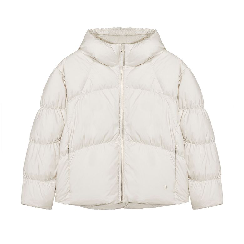 W 글램 셔링 후드 다운 Light Beige