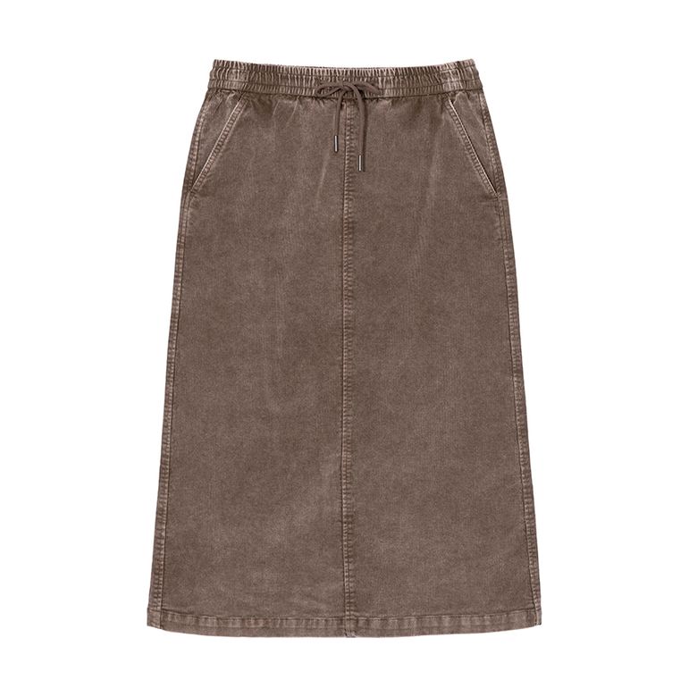 W 가먼트다잉 코듀로이 스커트 Khaki Brown