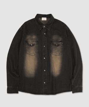 더스티 웨스턴 데님 셔츠 (워시드 블랙 데님