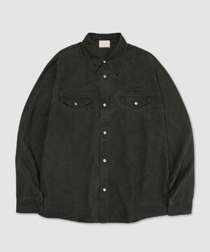 워시드 웨스턴 코튼 셔츠 (다크 그레이