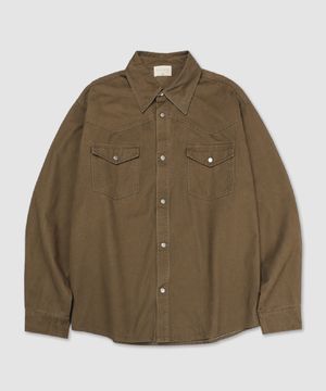 워시드 웨스턴 코튼 셔츠 (다크 베이지