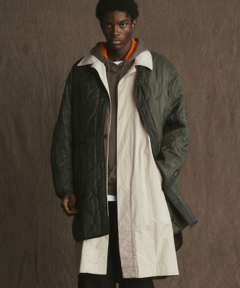 PADDING QUILTED LINNER LONG JUMPER (KHAKI)