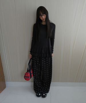 Dot banding pants_black