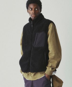 BOA FLEECE PATCH VEST (BLACK)