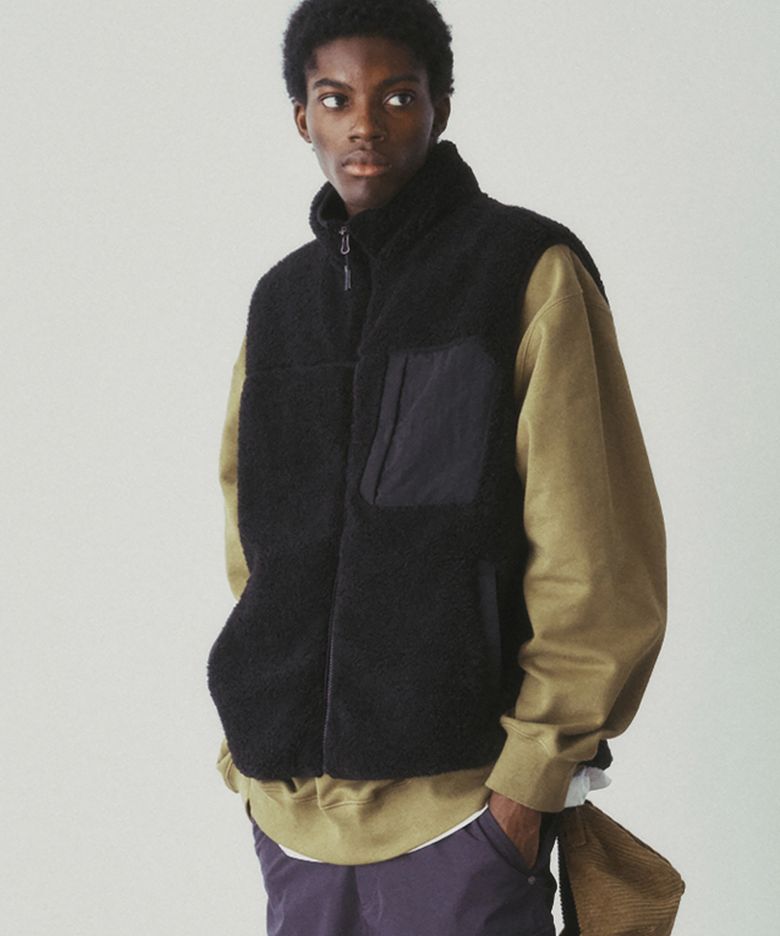 BOA FLEECE PATCH VEST (BLACK)