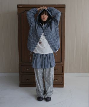 Layered check skirt_green