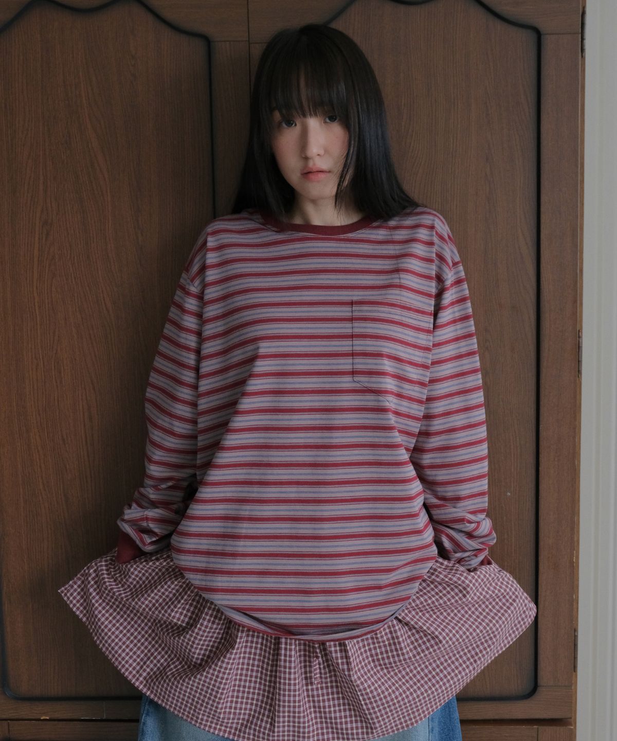 바니쉬먼트(VANISHMENT) Vintage long sleeve tee_wine