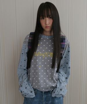 Dot star long sleeve tee_gray