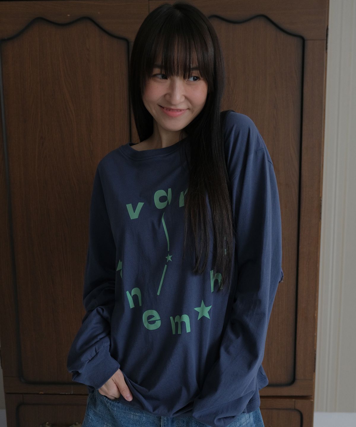 바니쉬먼트(VANISHMENT) Watch long sleeve tee_navy