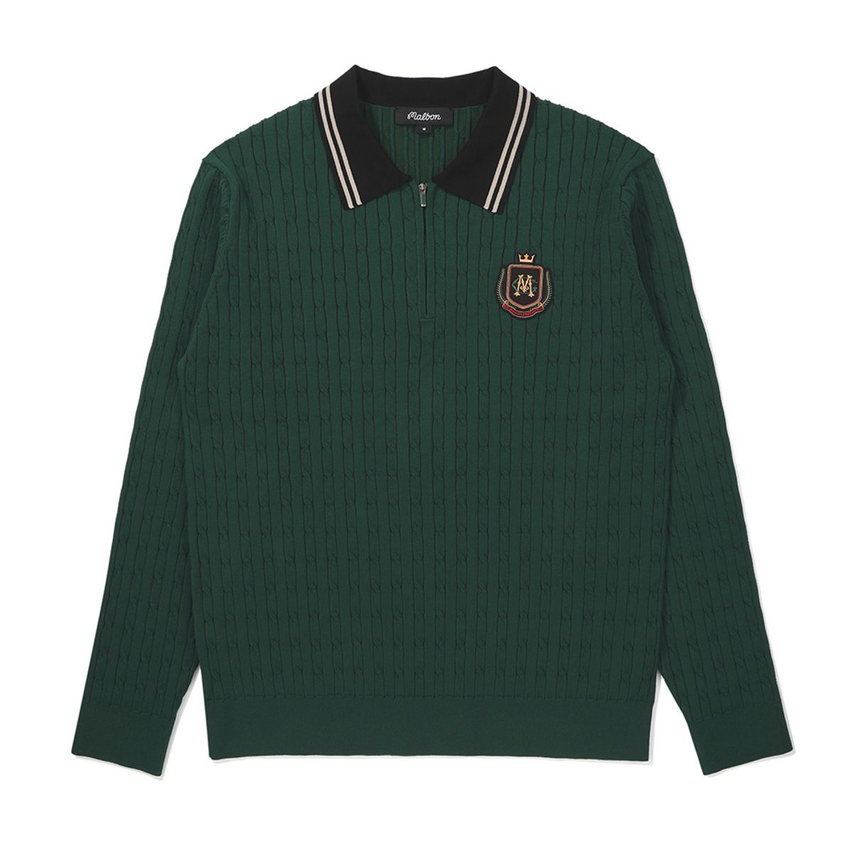 말본 골프(MALBON GOLF) 클래식 케이블 하프집 스웨터 GREEN (MAN)