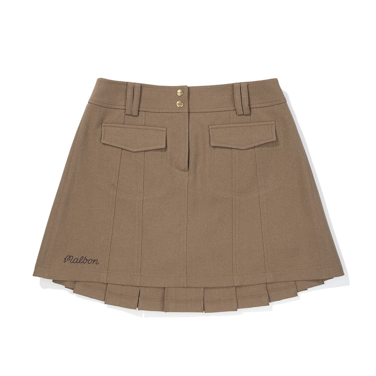 말본 골프(MALBON GOLF) 여성 변형 플리츠 아웃포켓 스커트 DARK BEIGE (WOMAN)