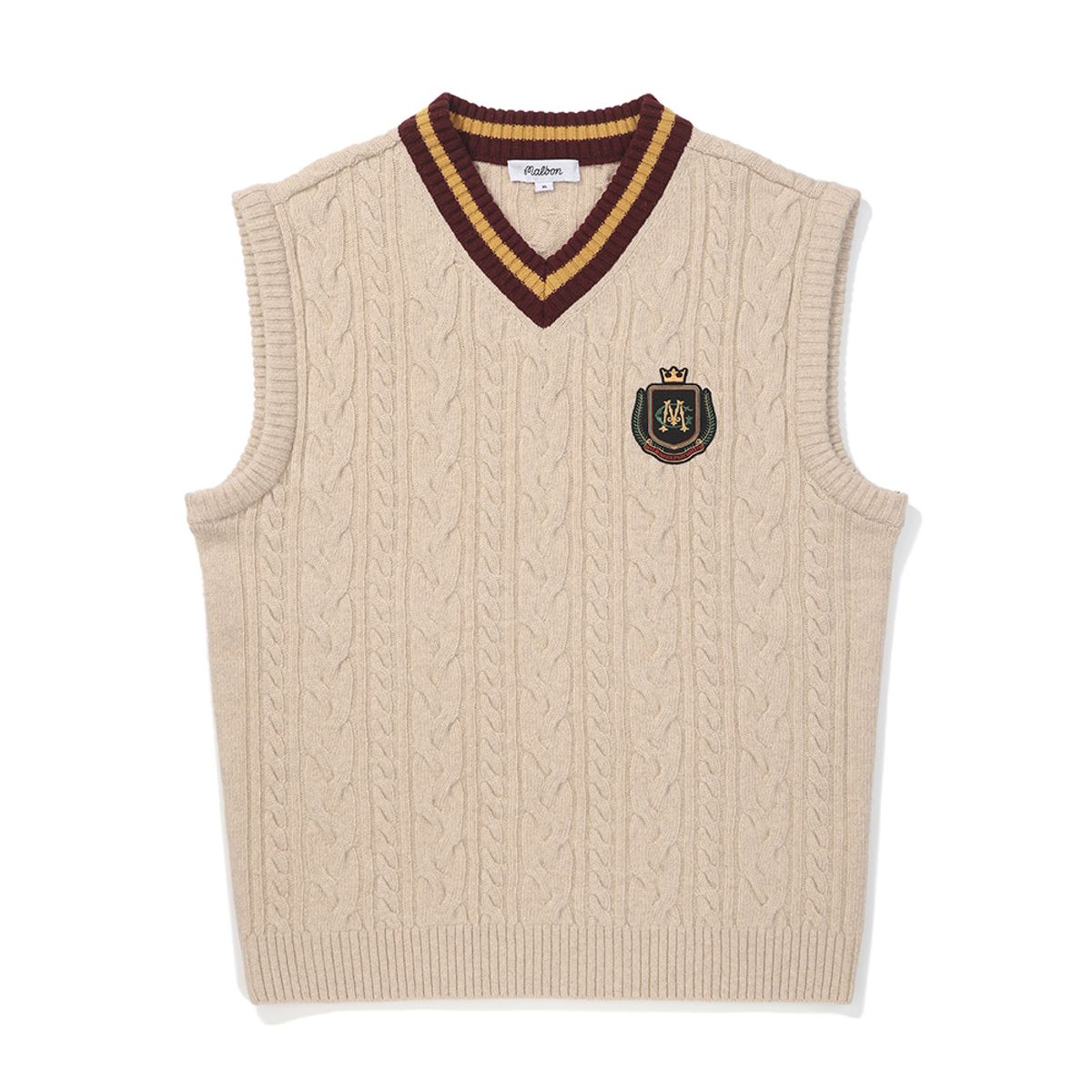 말본 골프(MALBON GOLF) 클래식 케이블 스웨터 베스트 BEIGE (MAN)