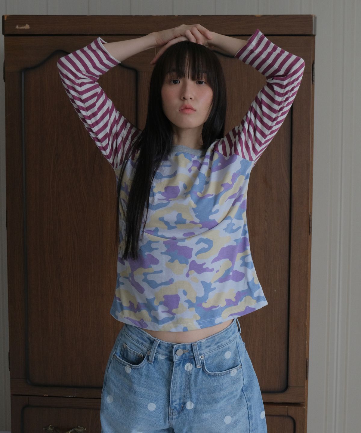 바니쉬먼트(VANISHMENT) Military candy pop tee_burgundy