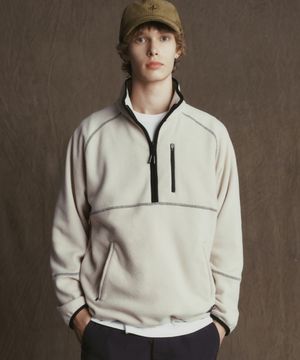 STITCH POINT FLEECE HALF ZIP-UP TS (IVORY)