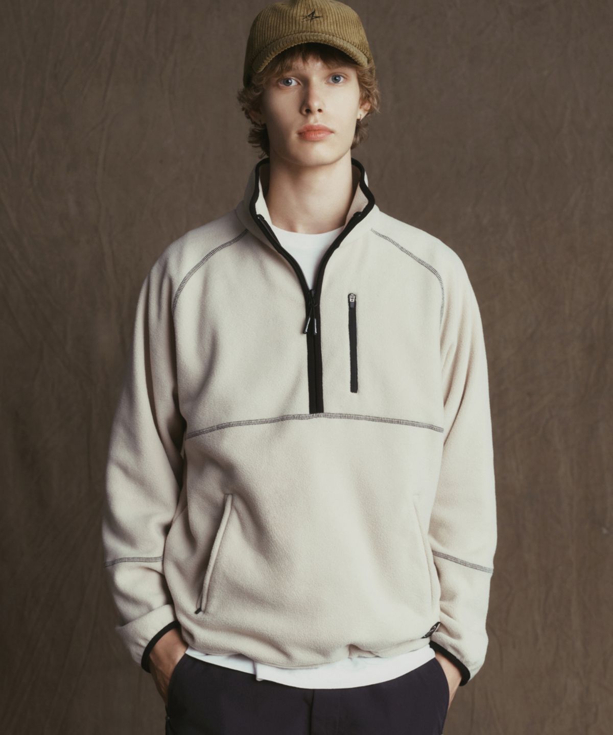 록히드마틴(LOCKHEED MARTIN) STITCH POINT FLEECE HALF ZIP-UP TS (IVORY)