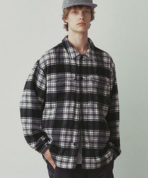 BRUSHED CHECK PATTERN SHIRTS (GREY)