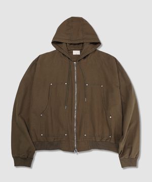 카펜터 포켓 후드 집업 (카키