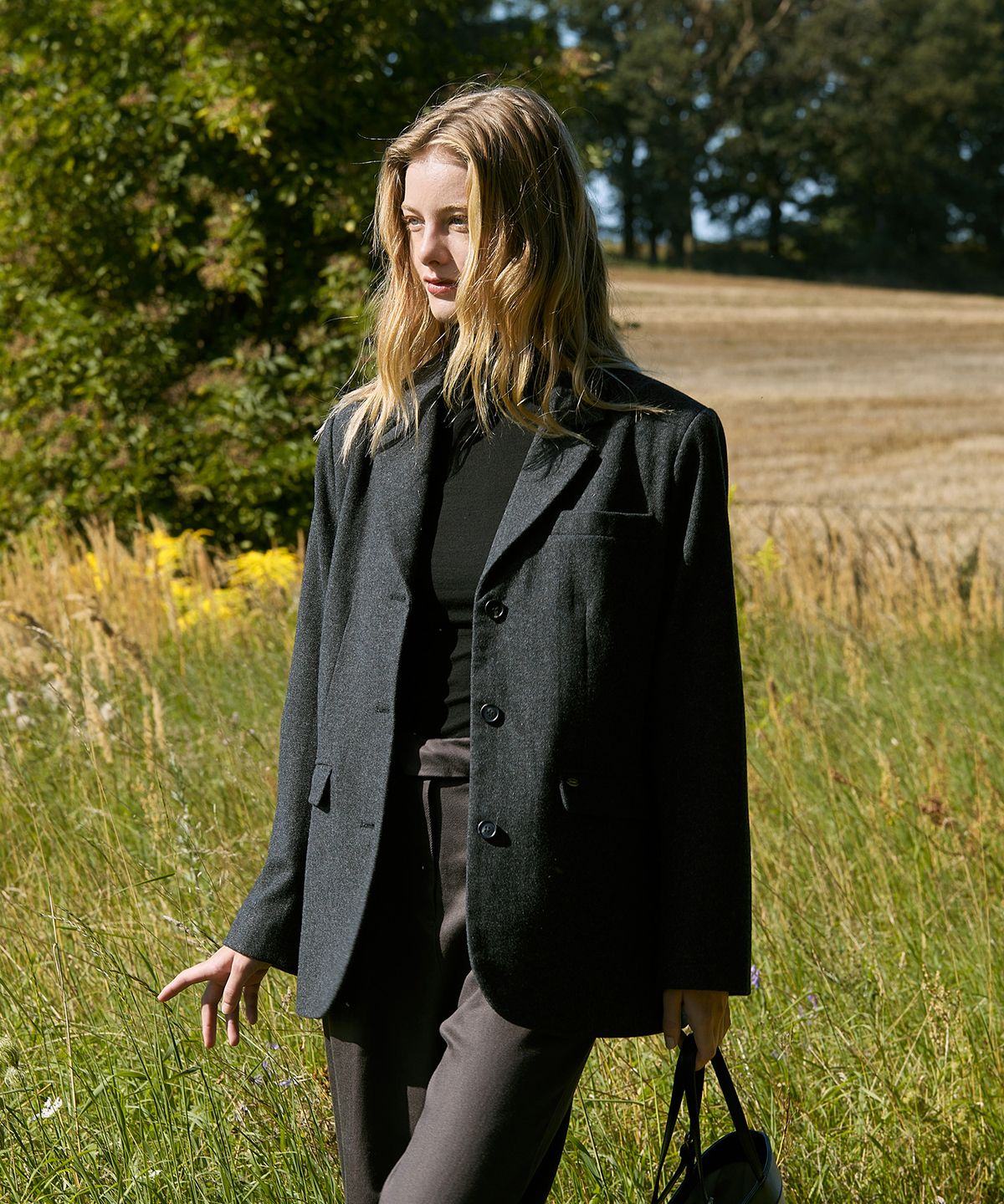 폴뉴아(FOLNUA) EPI WOOL SINGLE JACKET (CHARCOAL)
