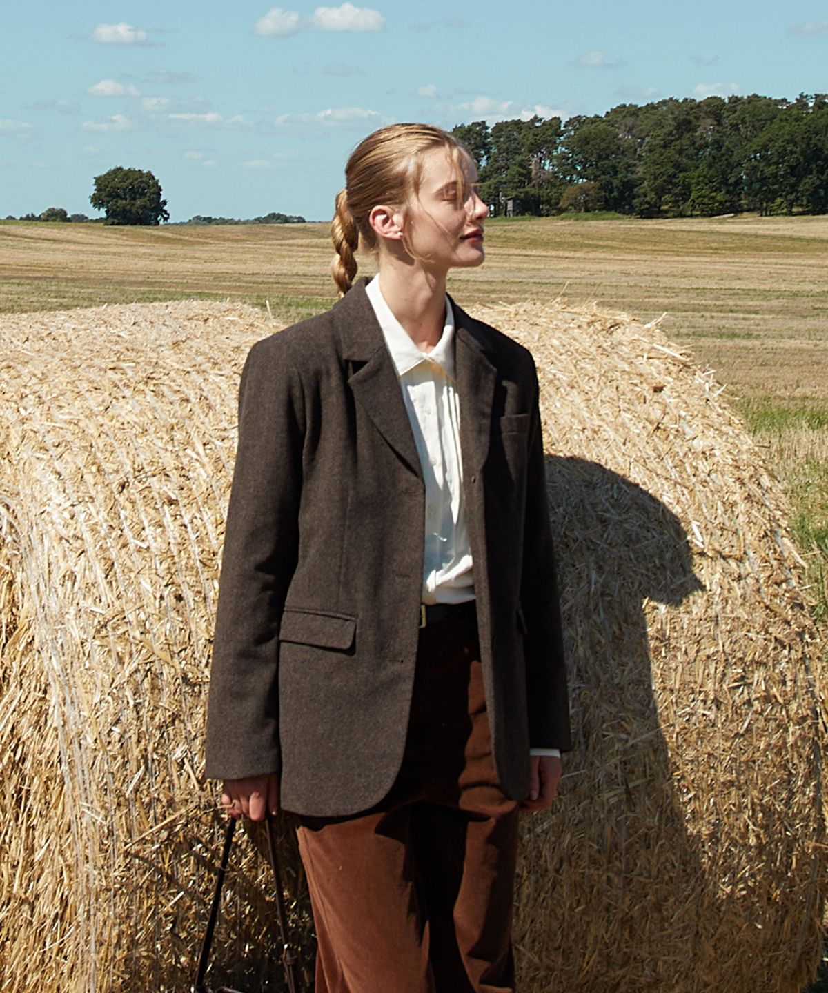 폴뉴아(FOLNUA) EPI WOOL SINGLE JACKET (BROWN)