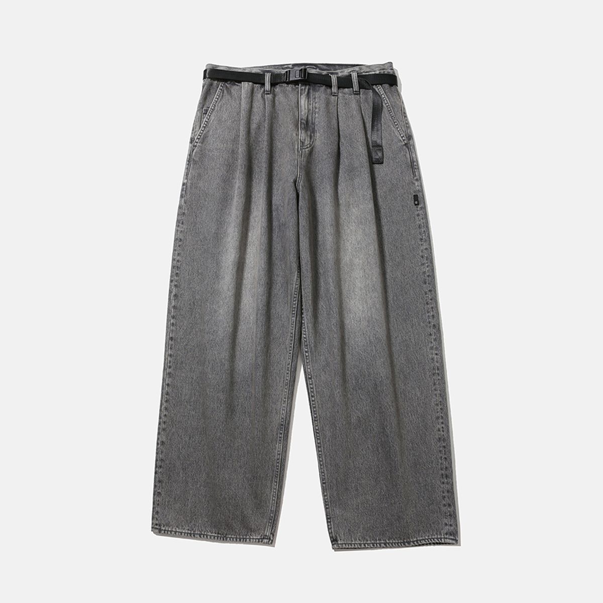 모이프(MOIF) [AW25] WIDE BELTED DENIM PANTS / BLEACHED BLACK