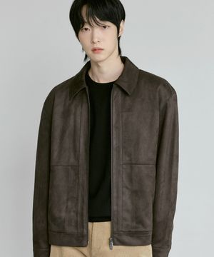 남성 비건 스웨이드 트러커 자켓 [차콜]_ZG1JP100