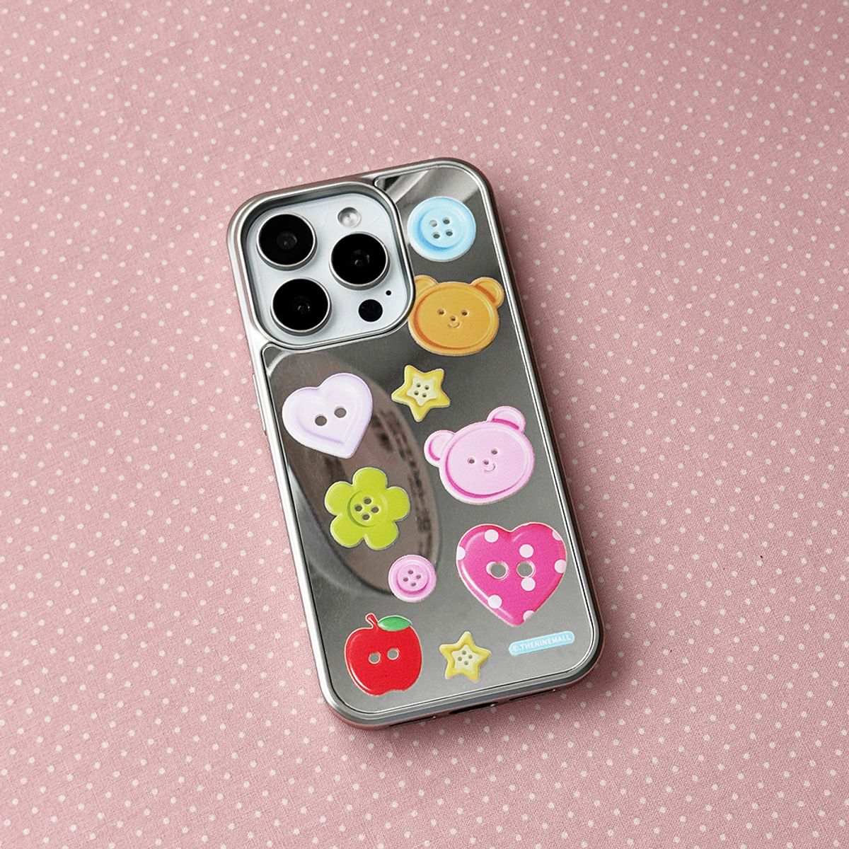 더나인몰(THE NINEMALL) cherished button pattern [미러 실버 범퍼케이스]