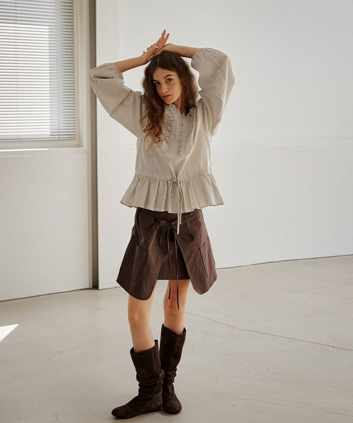 아우로(OURO) COWGIRL POCKET SKIRT [ BROWN ]