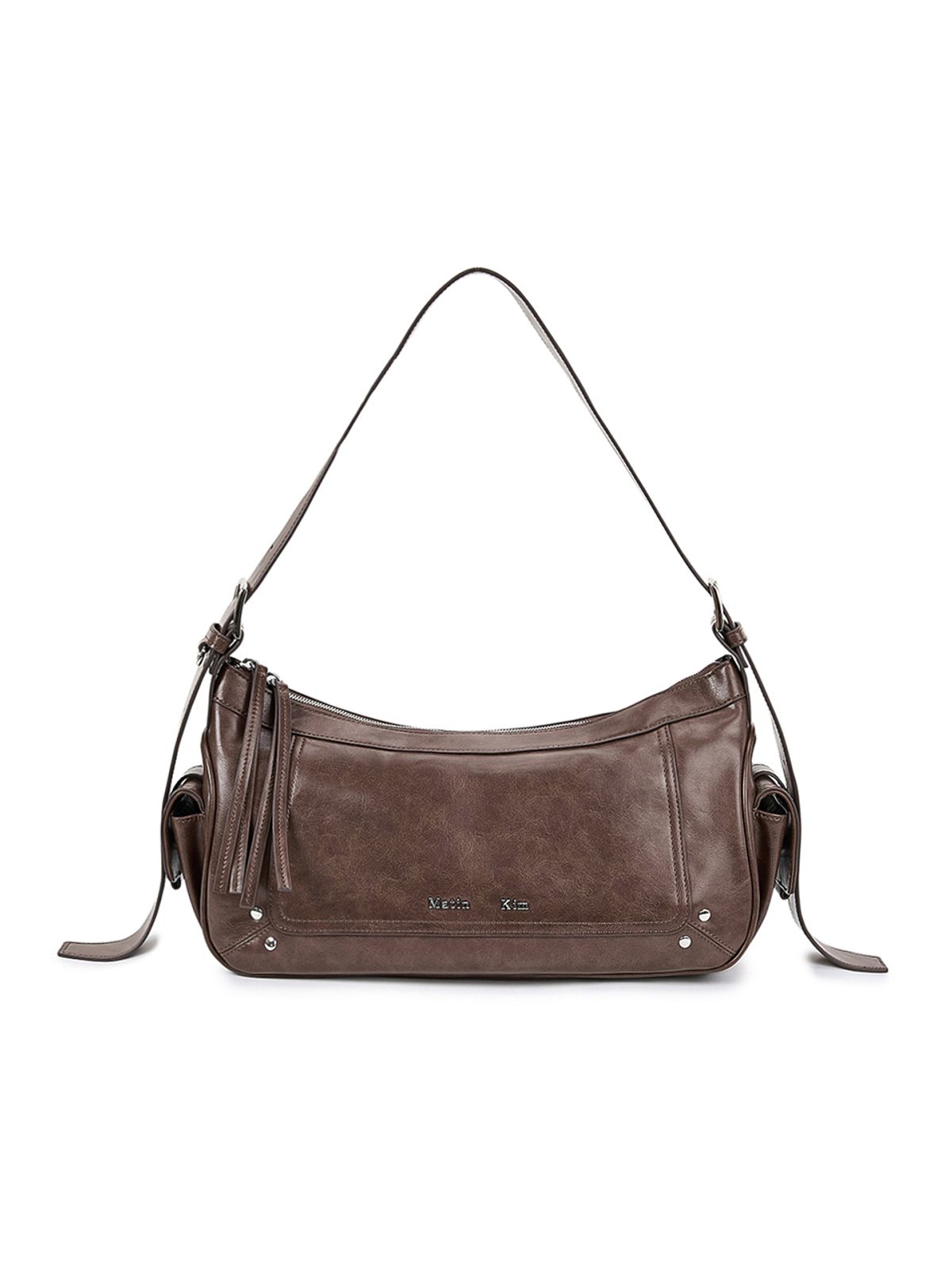 마뗑킴(MATIN KIM) RIVET POINT QUAD SHOULDER BAG IN BROWN