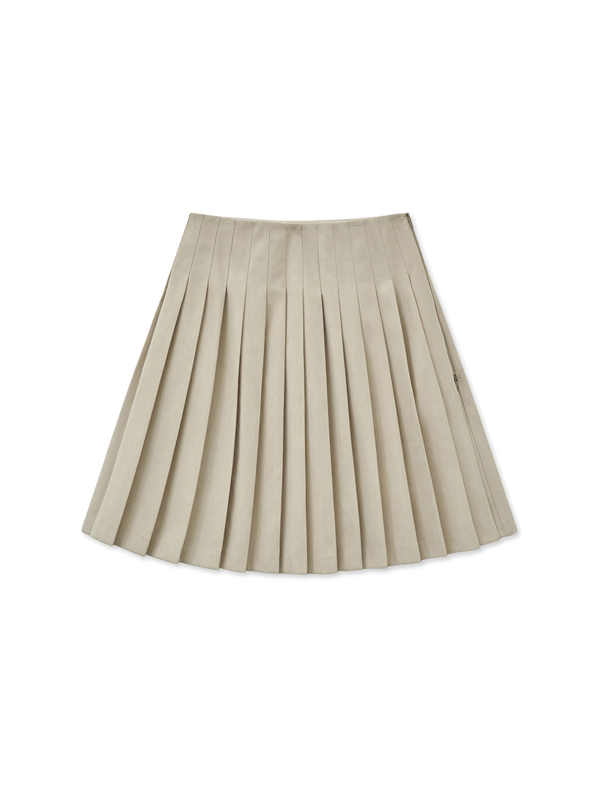마뗑킴(MATIN KIM) SIDE ZIPPER PLEATS MIDI SKIRT IN LIGHT BEIGE