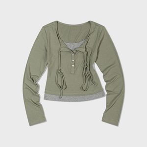 홀터넥 스트링 레이어드 롱 슬리브 (MINT)