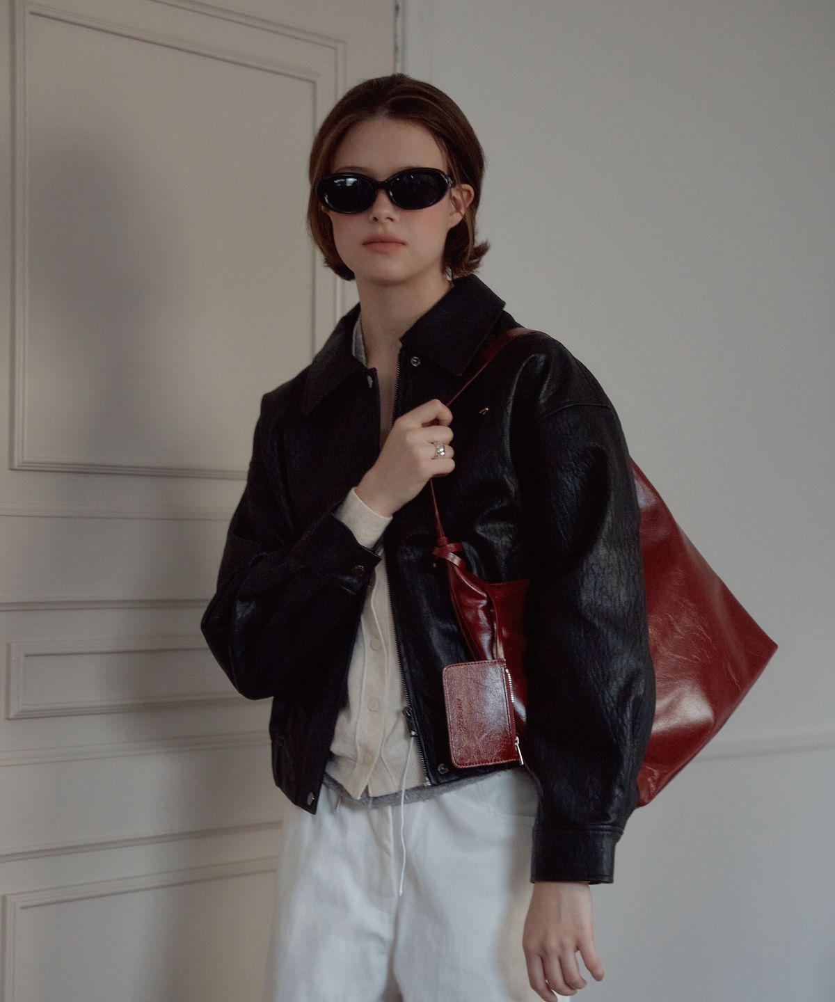 아노에틱(ANOETIC) ANC CLASSIC HOBO BAG & CARD WALLET SET_WINE